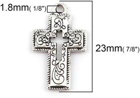 img 1 attached to 🔮 JGFinds Filigree Cross Charm Pendants - 130 Pack (30 Heart, 50 Crosses) Vintage Style, Silver Tone, ⅞ Inch, DIY Jewelry Making Supplies