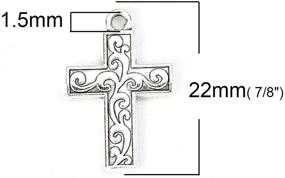 img 2 attached to 🔮 JGFinds Filigree Cross Charm Pendants - 130 Pack (30 Heart, 50 Crosses) Vintage Style, Silver Tone, ⅞ Inch, DIY Jewelry Making Supplies