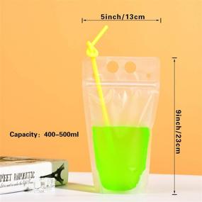 img 2 attached to 🥤 50 Pack Stand Up Reclosable Zipper Drinking Pouches Bags with Plastic Straw, 5.1x9.1 Inches, 8mil Thickness