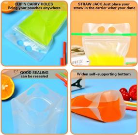 img 3 attached to 🥤 50 Pack Stand Up Reclosable Zipper Drinking Pouches Bags with Plastic Straw, 5.1x9.1 Inches, 8mil Thickness