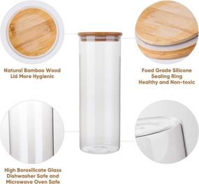 img 2 attached to 🍽️ Premium Glass Food Storage Containers with Airtight Bamboo Lids - Set of 5 Kitchen Canisters for Sugar, Candy, Cookie, Rice, and Spice Jars