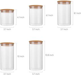 img 3 attached to 🍽️ Premium Glass Food Storage Containers with Airtight Bamboo Lids - Set of 5 Kitchen Canisters for Sugar, Candy, Cookie, Rice, and Spice Jars