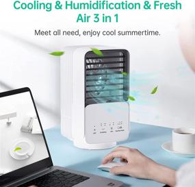 img 1 attached to 💨 Purikia Portable Air Conditioner - Personal Space Air Cooler Mini Evaporative Fan with Ultra Quiet Humidifier, Misting Fan, 3 Speeds, Colorful Light - Ideal for Home, Office, and Room Cooling