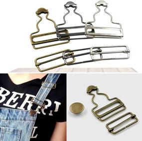 img 1 attached to Upgrade Your Overalls: 6 Sets Metal Suspender Buckles with Rectangle Slider and No-Sew Buttons (38MM)