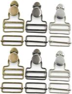 upgrade your overalls: 6 sets metal suspender buckles with rectangle slider and no-sew buttons (38mm) logo