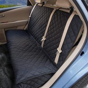 img 4 attached to 🐾 ZQ Waterproof Pet Bench Seat Cover - Nonslip Rear Seat Cover for Cars, Trucks, and SUVs with Middle Seat Belt Compatibility - Ideal for Pets