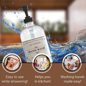 img 1 attached to 🧼 SUNRISE PREMIUM 16 Oz Clear Glass Hand Soap Dispenser - 2-Pack Set for Bathroom and Kitchen