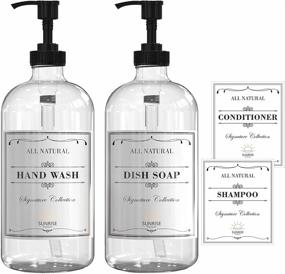 img 4 attached to 🧼 SUNRISE PREMIUM 16 Oz Clear Glass Hand Soap Dispenser - 2-Pack Set for Bathroom and Kitchen