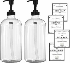 img 3 attached to 🧼 SUNRISE PREMIUM 16 Oz Clear Glass Hand Soap Dispenser - 2-Pack Set for Bathroom and Kitchen