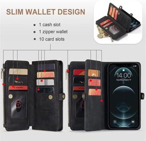 img 2 attached to 📱 Caseme Magnetic Wallet Case for iPhone 12 Pro Max (6.7") - Flip Case with MagSafe Compatibility, PU Leather Zipper Folio, Magnetic Closure, Card Holder (Black)