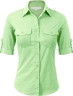 👚 stylish and functional: design by olivia women's solid cotton voile ribbed pocket and side button-down shirt логотип