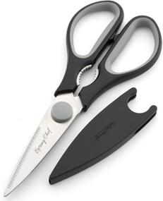 img 4 attached to 🔪 Stainless Steel Kitchen Shears with Blade Cover - Ideal for Herbs, Chicken, Meat & Vegetables - Black