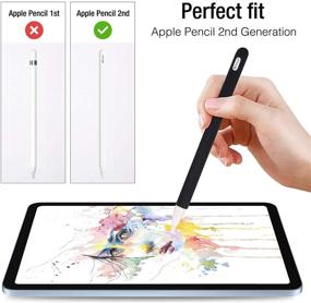 img 3 attached to 🖊️ ProCase Soft Silicone Case for Apple Pencil 2nd Gen: Protective Sleeve Holder Grip and Nib Cover Kit Compatible with iPad Pro 12.9" / 11" - Black