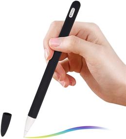 img 4 attached to 🖊️ ProCase Soft Silicone Case for Apple Pencil 2nd Gen: Protective Sleeve Holder Grip and Nib Cover Kit Compatible with iPad Pro 12.9" / 11" - Black