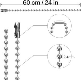 img 3 attached to Оптовая партия цепей для ожерелья на пульках - цепи для изготовления мужских украшений в стиле брелка - упаковка из 50 штук, длиной 24 дюйма, металлическая бусинная цепь диаметром 2,4 мм - идеально подходит для нержавеющих стальных пустых заготовок и военных шильдиков.