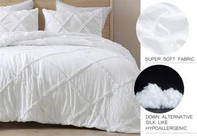 img 1 attached to 🛏️ Chezmoi Collection Vivian Full Size White Diamond Ruffle Quilted Trim Soft Washed Microfiber Comforter Set