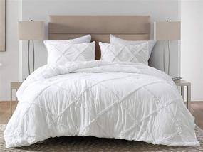 img 4 attached to 🛏️ Chezmoi Collection Vivian Full Size White Diamond Ruffle Quilted Trim Soft Washed Microfiber Comforter Set