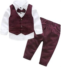 img 4 attached to 👦 Trendy Boys' Cotton Sleeve Clothing Sets: Fashionable Gentleman Style