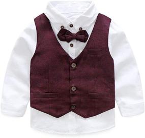 img 2 attached to 👦 Trendy Boys' Cotton Sleeve Clothing Sets: Fashionable Gentleman Style