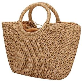 img 1 attached to 👜 EROUGE Rattan Handbag: Hand-Woven Women's Handbags, Wallets, and Top-Handle Bags