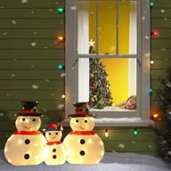 set of 3 led lighted snowman decorations by dr.dudu for indoor christmas party and outdoor yard lawn decoration logo