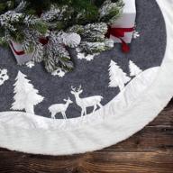 🎄 festive 7felicity christmas tree skirt: rustic white xmas mat with deer and snowflake pattern | snowy christmas trees decorations | 36 inches, two deers included логотип