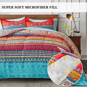 img 2 attached to 🛏️ Flysheep Bed in a Bag 7-Piece Queen Size Set: Colorful Bohemian Style Tribal Blue and Red Printed Reversible Comforter with Sheets, Shams, and Pillowcases
