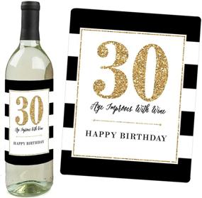 img 1 attached to 🎉 Chic 30th Birthday Wine Bottle Label Stickers - Perfect Birthday Gift Set for Women in Pink, Black, and Gold