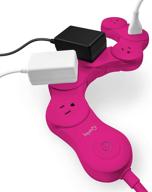 💖 flexible and bendable 6 outlet surge protector - pink - quirky pivot power 2.0 logo