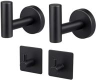 🔳 tocten 4 pack bath towel hook set in black: heavy duty sus 304 stainless steel robe hook, wall mounted coat hooks with adhesive backing - ideal for kitchen, office, bathroom logo