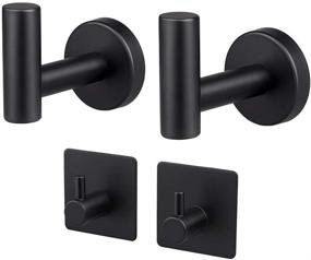 img 4 attached to 🔳 TocTen 4 Pack Bath Towel Hook Set in Black: Heavy Duty SUS 304 Stainless Steel Robe Hook, Wall Mounted Coat Hooks with Adhesive Backing - Ideal for Kitchen, Office, Bathroom