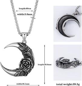 img 1 attached to 🌙 HXLOVA Moon Necklace - Gothic Rose Necklace, Punk Stainless Steel Crescent Moon Necklaces for Women & Girls - Jewelry Gifts, Complete with Packaging Box