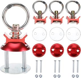 img 4 attached to NovelBee 4 Pack Of L Track Tie Down Anchor Point Kits Bolt On Track Fitting With Quick Release Round Ring And Spring (Red)