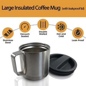 img 2 attached to 🏕️ 18oz Stainless Steel Camping Mug with Leak-Proof Screw-On Lid - Insulated Coffee Mug and Beer Mug with Handle - 540ml Thermal Mug