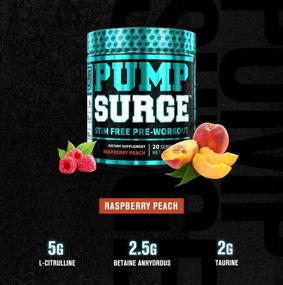 img 2 attached to Caffeine Free Pump & Nootropic Pre Workout Supplement - Non Stimulant Preworkout Powder & Nitric Oxide Booster - 20 Servings, Raspberry Peach - PUMPSURGE