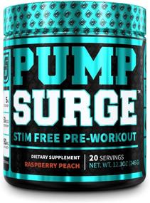 img 4 attached to Caffeine Free Pump & Nootropic Pre Workout Supplement - Non Stimulant Preworkout Powder & Nitric Oxide Booster - 20 Servings, Raspberry Peach - PUMPSURGE