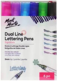 img 4 attached to 🖋️ Mont Marte Signature Dual Line Lettering Pens 6pc - Self-Outlining Pens, 2mm Tip, 6 Colors - Perfect for Lettering, Scrapbooking, DIY Art and Crafts