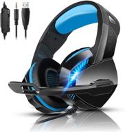 premium ps4 gaming headset with 7.1 surround sound, noise canceling mic & led light - phoinikas h3 over ear headphones (blue): compatible with nintendo switch, xbox one, pc, and laptop логотип