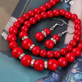 img 1 attached to 💎 Ювелирный набор Femtindo Black Faux Pearl для женщин - ожерелье, серьги и браслет - костюмные аксессуары
