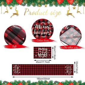 img 3 attached to 🎄 Irenare 7-Piece Christmas Table Runner Placemats - Red Black Buffalo Plaid Check Christmas Decorations for Dining Table - Vintage Farmhouse Gingham Holiday Table Mat Set (Artsy Style)