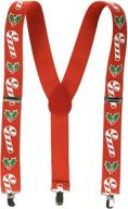 🍭 candy cane and holly adjustable suspenders - party accessory for ultimate festive look (1 count) (1/pkg) logo