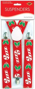 img 1 attached to 🍭 Candy Cane and Holly Adjustable Suspenders - Party Accessory for Ultimate Festive Look (1 Count) (1/Pkg)