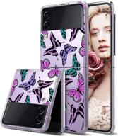 aigomara clear case for samsung galaxy z flip 3 5g case (2021) butterfly print design slim hard pc shookproof protection folding anti-drop transparent cover for galaxy z flip 3 5g logo