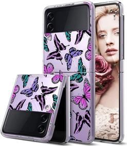 img 4 attached to AIGOMARA Clear Case For Samsung Galaxy Z Flip 3 5G Case (2021) Butterfly Print Design Slim Hard PC Shookproof Protection Folding Anti-Drop Transparent Cover For Galaxy Z Flip 3 5G