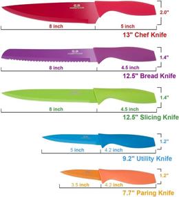 img 1 attached to 5-предметный набор ножей с неклеющим покрытием и ножными крышками - цветные ножи G.a HOMEFAVOR.