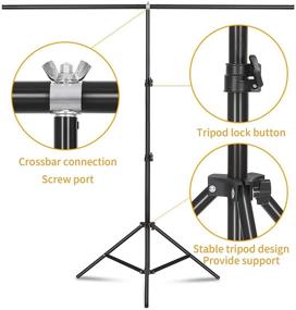 img 2 attached to 🎥 Регулируемая стойка для фона в форме буквы Т размером 4,9фтx6,6фт/1,5x2м с зеленым, белым и черным фонами, 6 зажимами и сумкой для переноски - идеально подходит для видеостудии