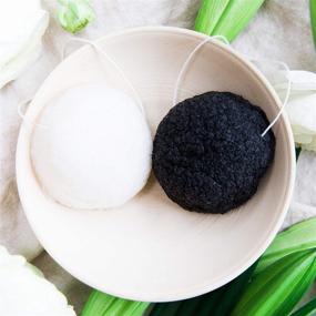 img 3 attached to 🧽 Konjac Sponge - 2 Pack of Natural Facial Sponges for Gentle Cleansing and Exfoliation | Use with Face Wash, Cleanser, or Oil for Skin Cleaning (1 White Natural, 1 Black Charcoal)