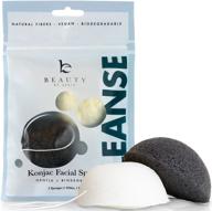 🧽 konjac sponge - 2 pack of natural facial sponges for gentle cleansing and exfoliation | use with face wash, cleanser, or oil for skin cleaning (1 white natural, 1 black charcoal) logo