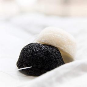 img 1 attached to 🧽 Konjac Sponge - 2 Pack of Natural Facial Sponges for Gentle Cleansing and Exfoliation | Use with Face Wash, Cleanser, or Oil for Skin Cleaning (1 White Natural, 1 Black Charcoal)