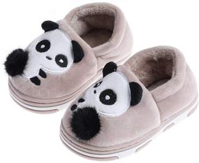 img 3 attached to 👶 XYLUIGI Kids Cute Animal Slippers Non-Slip Winter Warm Toddler Fur Lined Indoor Outdoor House Shoes